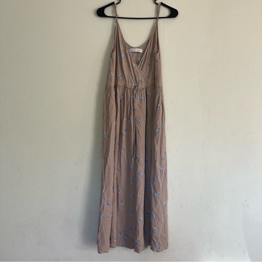 Christy Dawn Womens O/S Lincoln Taupe Floral Dress